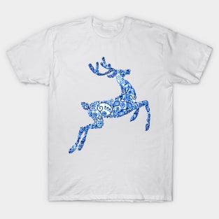 Decorative Blue Christmas Deer T-Shirt